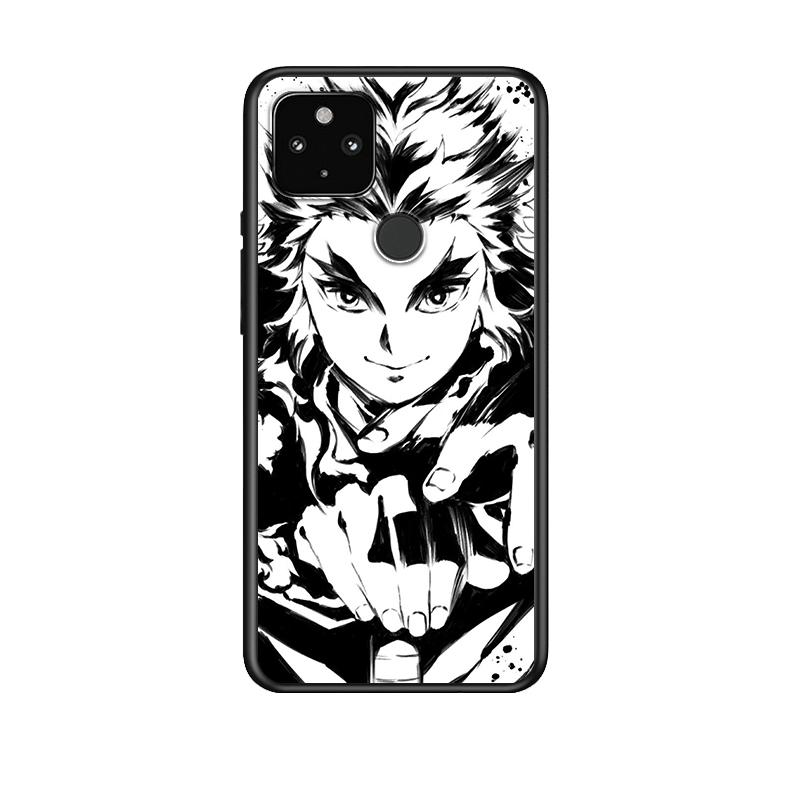 Kryt Demon Slayer Anime Odolný proti nárazům pro Google Pixel 5 4 5A 4A XL 5G Černý Kryt na telefon Skořepina Měkké Fundas Coque Capa