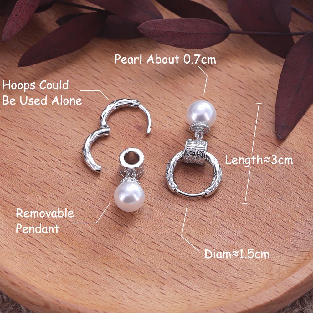 925 Silver Drop Earrings Hoop Pearl Leaf Vintage Irregular For Women Girl Gift Fashion Jewelry Dropship