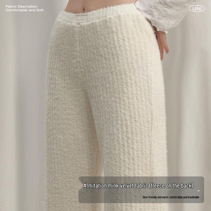 UNIFREE Women's Faux Mink Fur Lined Warm Casual Pants