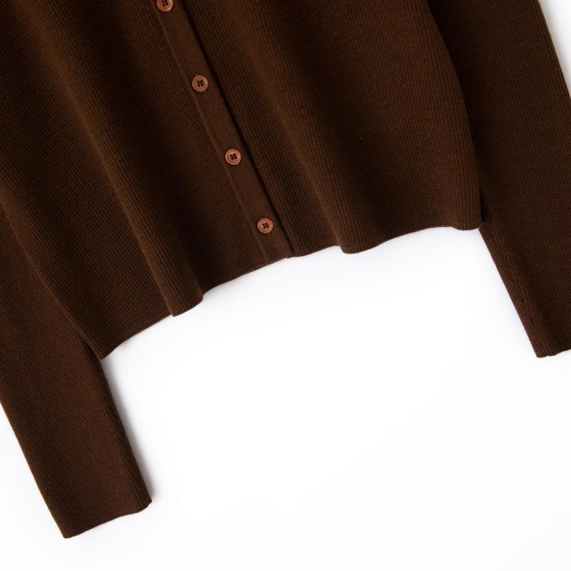 Yangzi Yarn Slim-Fit Women's Wool Cardigan - Lightweight, Long-Sleeve, Round Neck, Perfect for Spring/Autumn