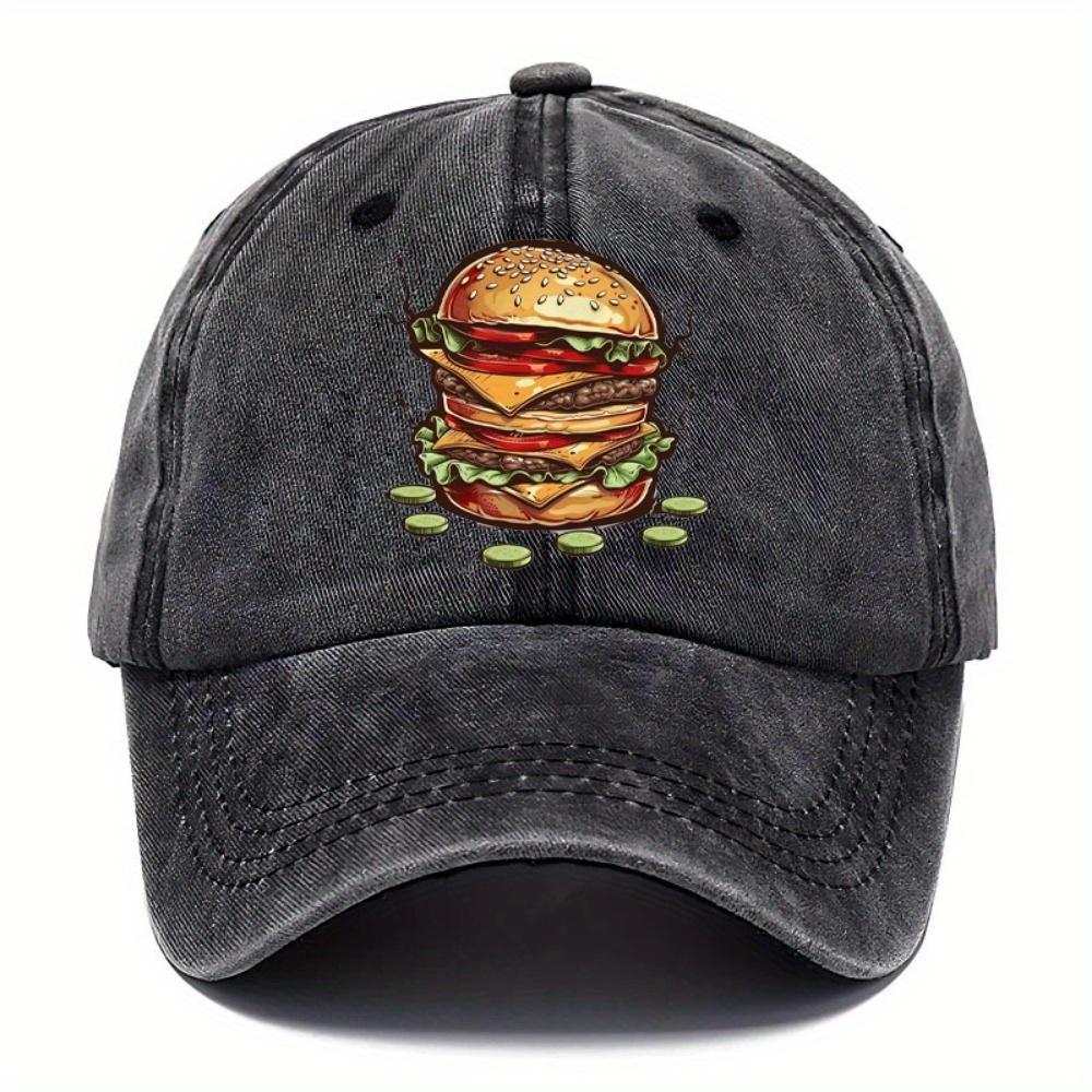 Men's Hamburger Printed Baseball Hat Outdoor Sports Beach and Casual Wear Father's Day Gift