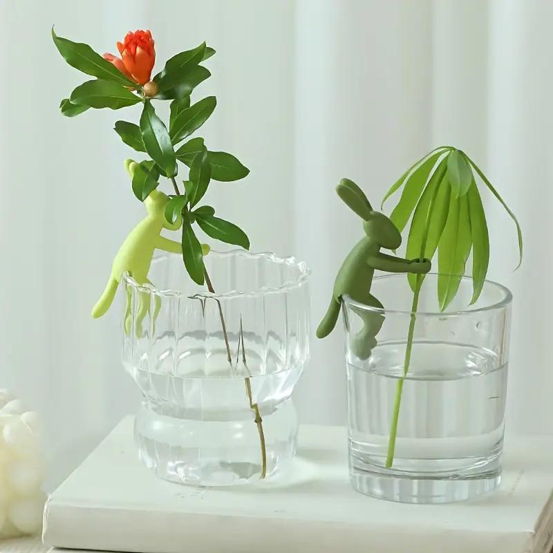 3Pcs Cute Rabbit Monkey Plant Stakes Plant Support Stand Hydroponic Stabilizer Plastic Holders For Seedlings Stems And Cuttings