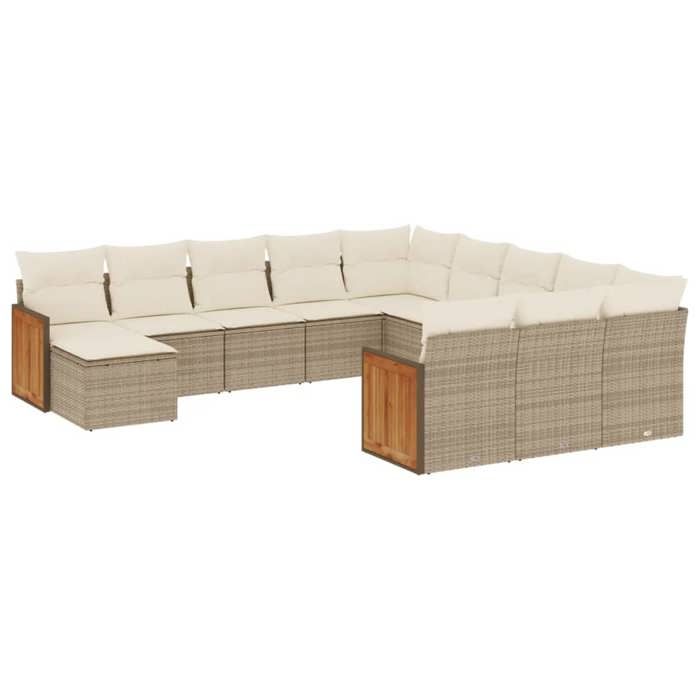 VidaXL Garden Lounge Set with Cushions 12 Pcs, Patio Sofas, Furniture Set, Outdoor Terrace Furniture, Beige 3260665
