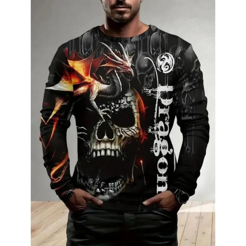 Fashion Men's Crew Neck Long Sleeve 3D Color Printing Summer Casual Short Sleeve Crew Neck T-Shirt
