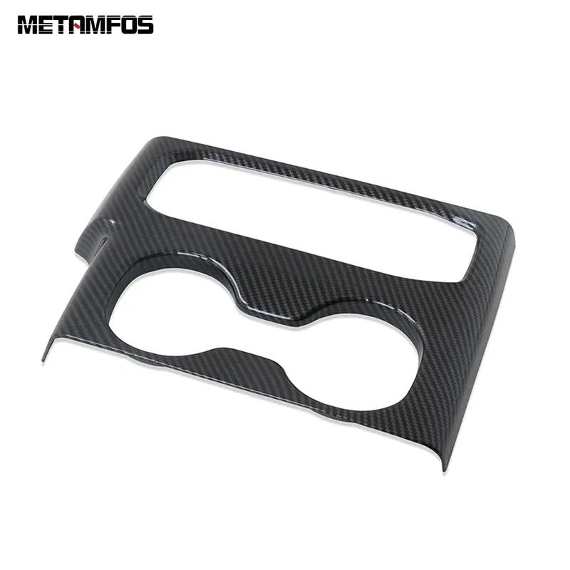 For Hyundai Santa Fe 2018 Carbon Fiber Center Console Gear Shift Box Cover Trim Cup Holder Accessories Car Styling