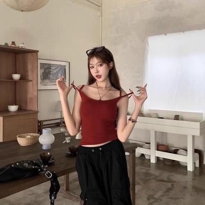 Korean Style Double Strap Slim Fit Camisole for Women – Versatile, No-Pad, Beautiful Back Design