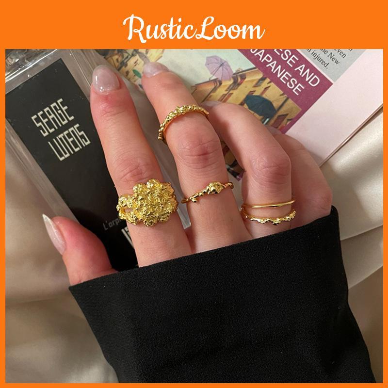 Elegant Geometric Design Womens Adjustable Open Ring Crafted From 925 Sterling Silver With Lava Pattern