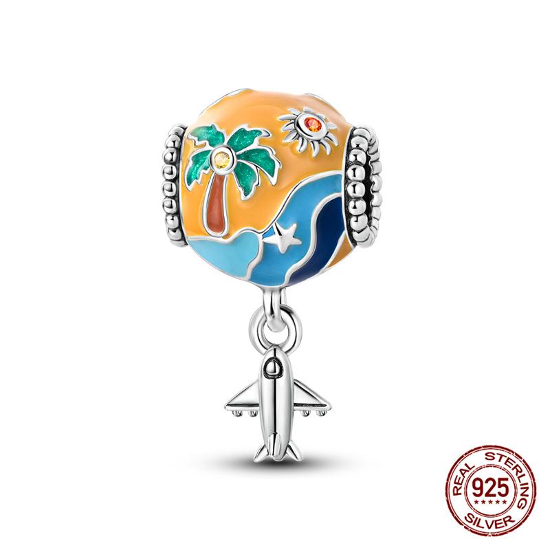 Copper Travelair Balloon Airplane Passport Charms Fitoriginal Bracelets Jewelry Making For Women Gift