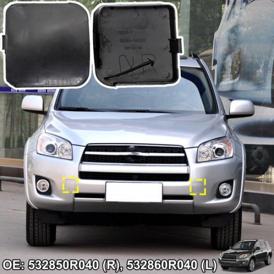 2pcs Tow Hook Eye Cover Front Bumper Left Right Cap For Toyota RAV4 2009-2010