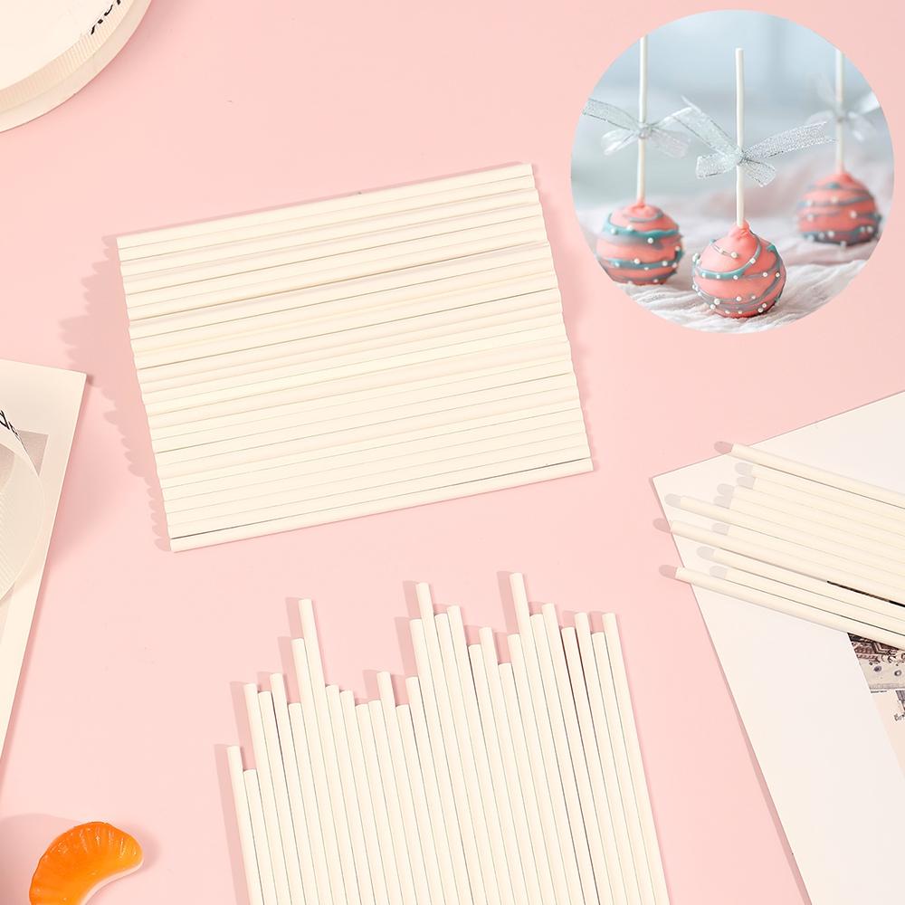 100Pcs Chocolate White Paper Lollipop Stick Great Reusable Candy Dessert Bakeware Kitchen Dining Bar Home Garden Candy Decor
