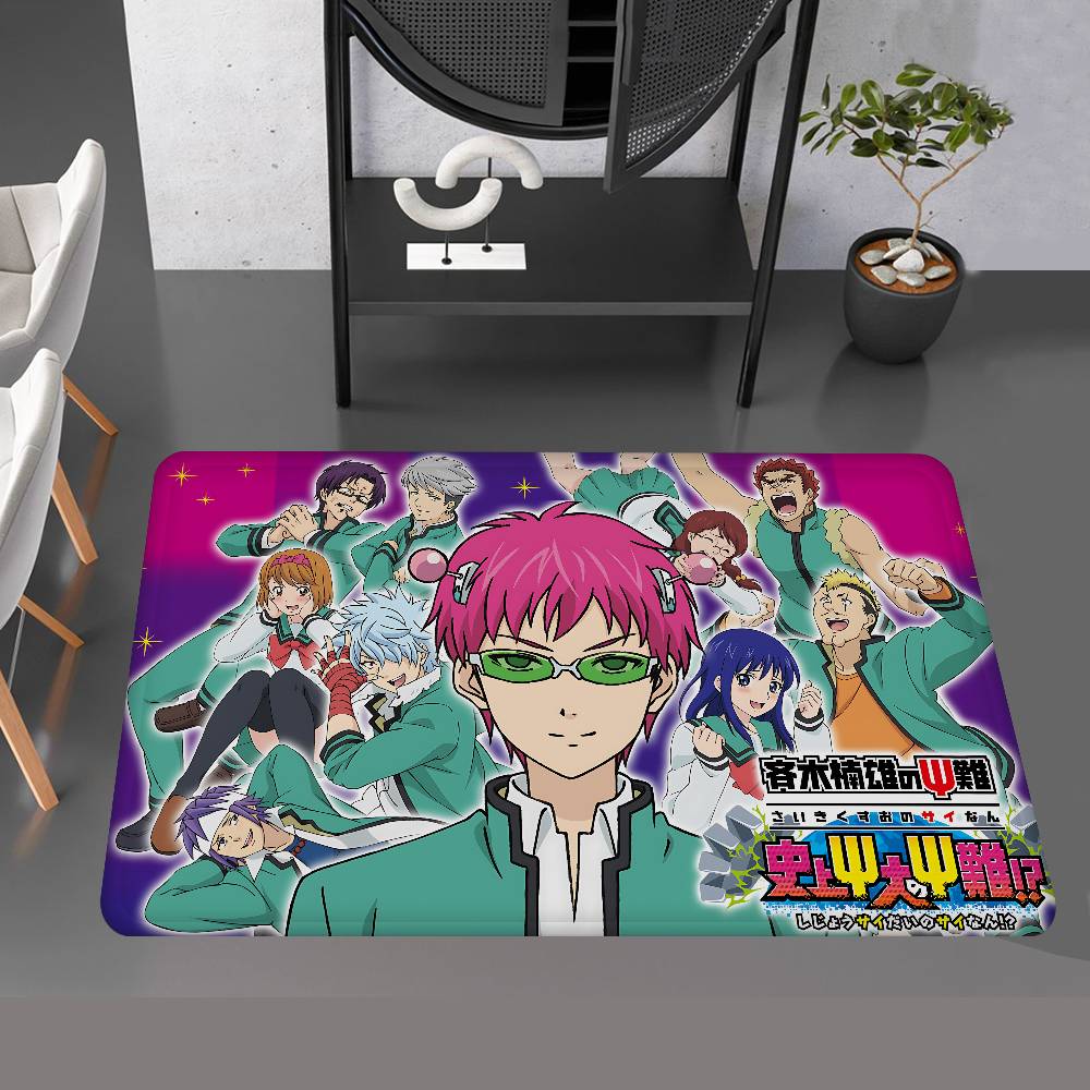 

Comedy Anime Saiki Kusuo Entrance Door Mat Nordic Style Bedroom Living Room Doormat Home Balcony Anti-Slip Modern Home Decor 40x60cm