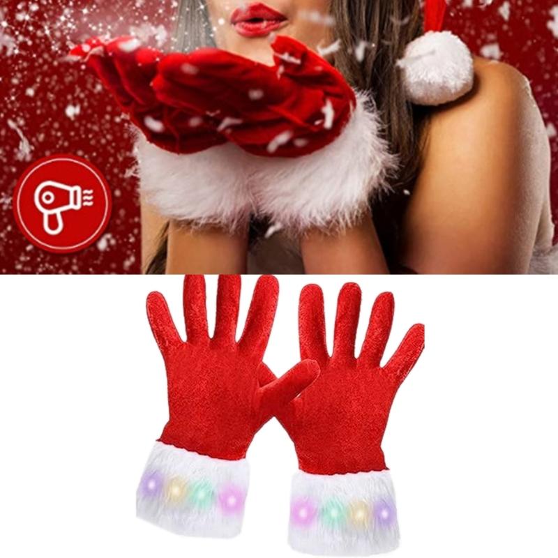 Winter Warm Stretchy Mittens Adult Christmas Cosplay Santa Full Finger Gloves Knit Gloves for Cold Weather Cycling