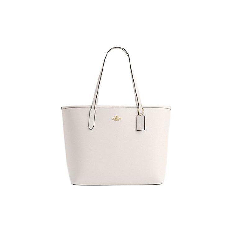 Coach City 33 Logo Snap Closure Leather Tote Bag Women tote White CR111-IMCHK Basic Set (Bag+Dust Bag)