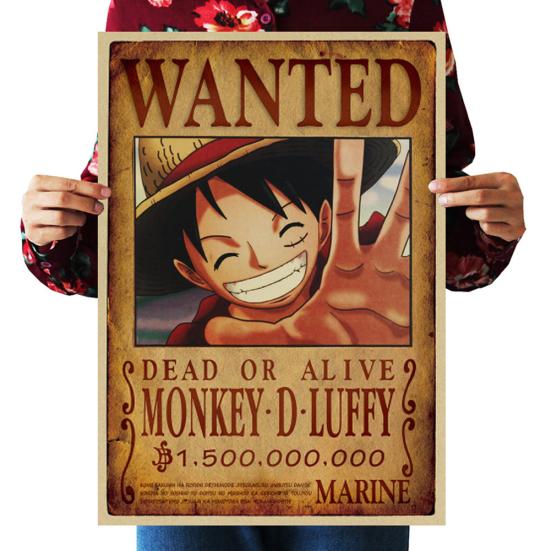 One Piece Affisch med Efterlyst-motiv Vintage Kraftpapper Tapet Dekorativ Målning Gåva