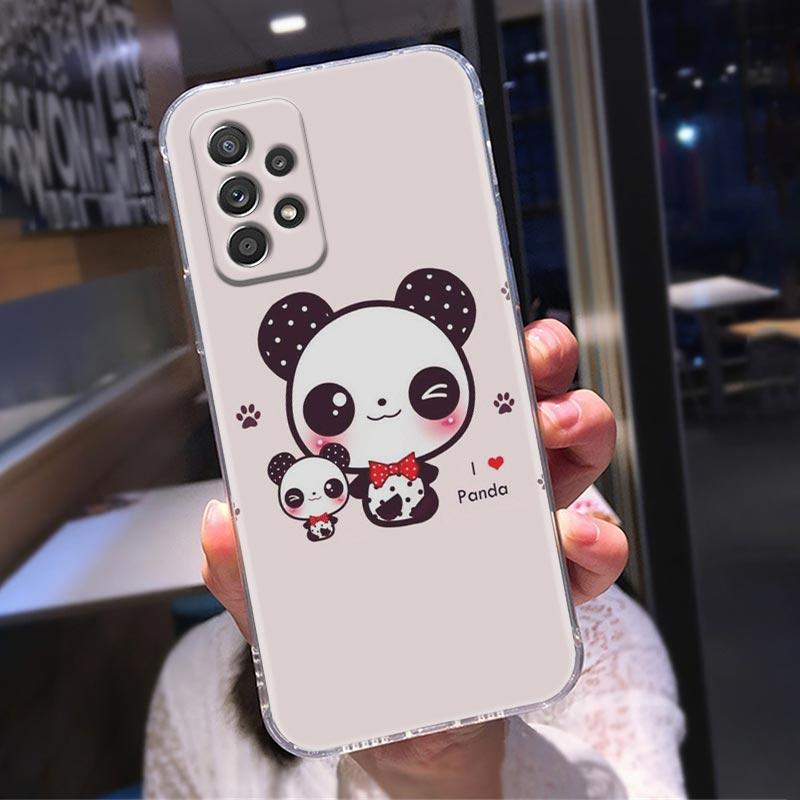 Čiré pouzdro Chinese Baby Panda pro Samsung Galaxy A52 A51 A53 A72 A71 A73 A32 A31 A33 A41 A22 A11 Měkká roztomilá pouzdra Kryt Lazy Bear