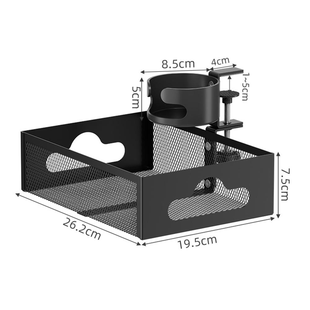 

Подстольный кабель-менеджмент с подстаканником Стальной кабельный лоток Подстольные органайзеры Без сверления Скрытый ящик для хранения 360° для офиса чёрный