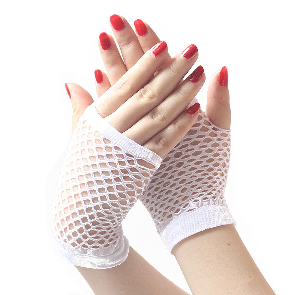 Short Fishnet Gloves Nightclub Multi-color Sexy Elastic Gloves Punk Mesh Gloves Hollow Fingerless Gloves