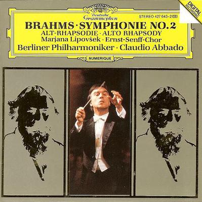 CD JOHANNES BRAHMS, BERLINER PHILHARMO - Simfonija Nr. 2 - Alto Rhapsody 4276432 Deutsche Grammo 1989 US Classical Lietots