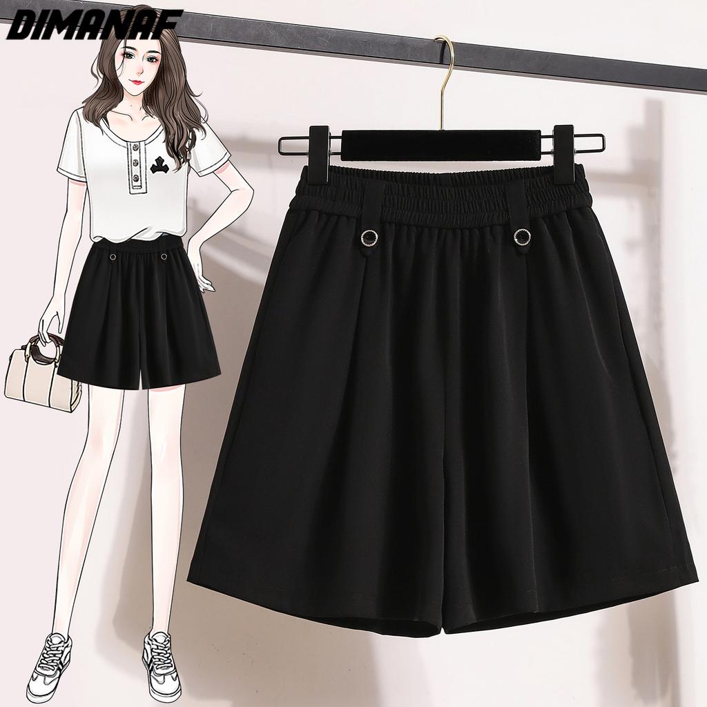 DIMANAF 2024 Plus Size Women Summer Loose Pants Wide Leg Pants 5XL High Waist Shorts Elastic Casual Basic Short Pants