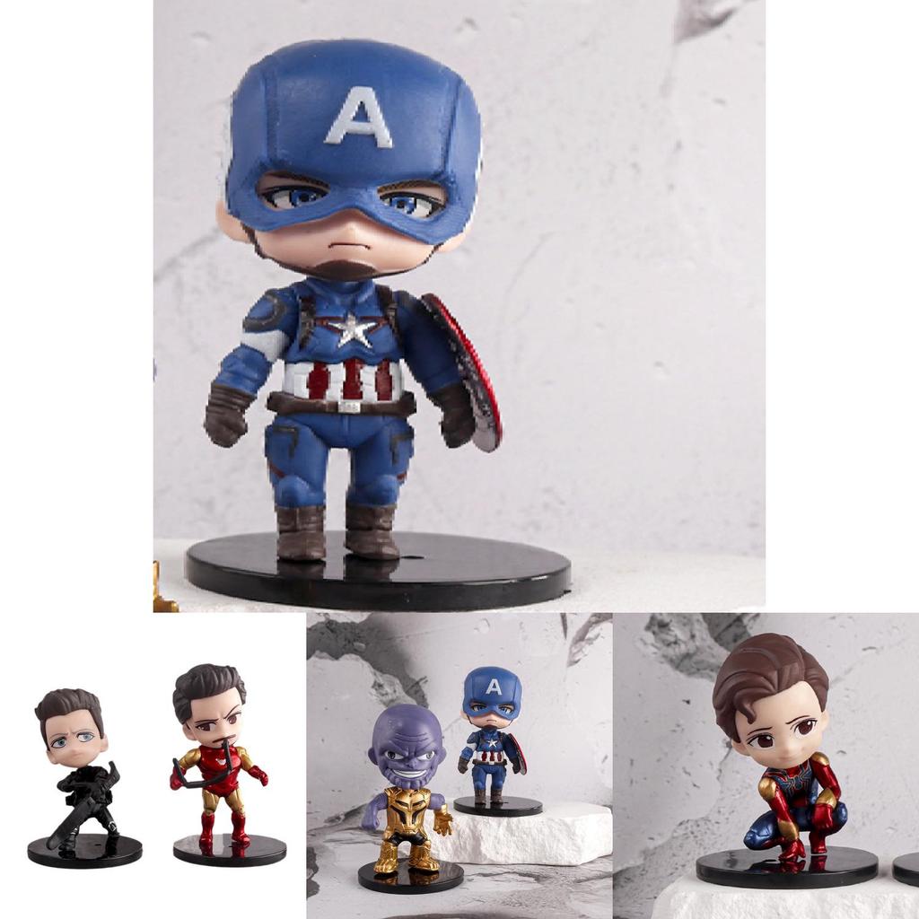 Q Version Of Avengers Captain America Iron Man Thanos Spider-man Miniature Model Decoration For Marvel Fans