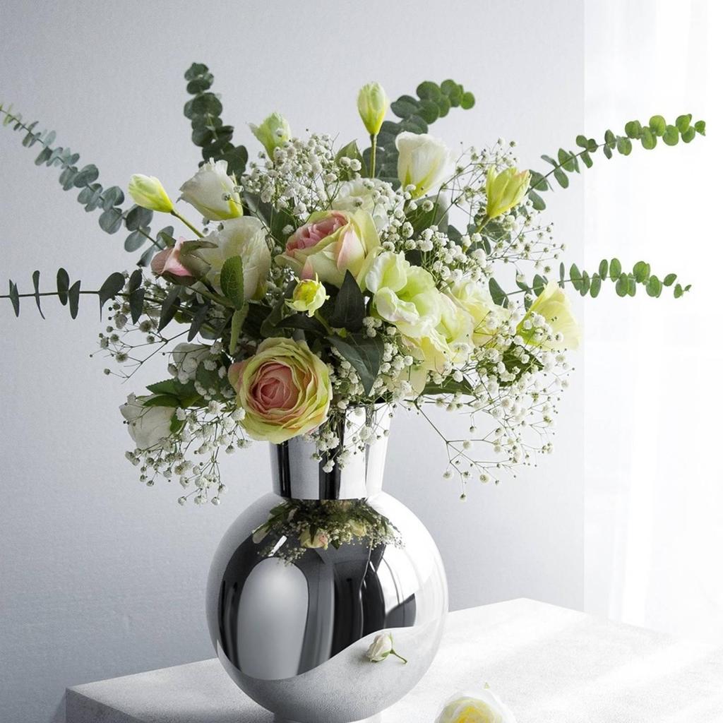 Ceramic Vase Mirrored with Narrow Neck Lustrous Flower Holder for Living Room, Entryway