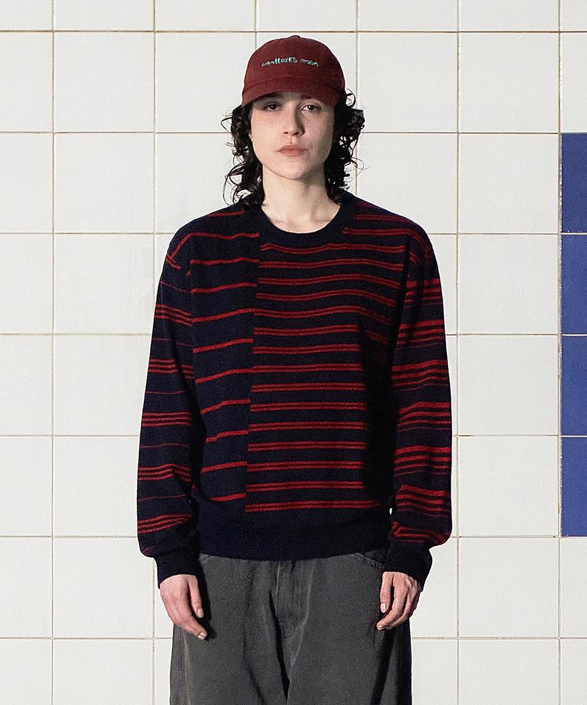 UNALLOYED Argyle Elbow Stripe Knit / Navy