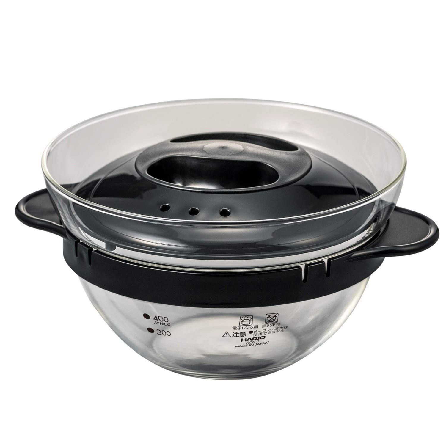 HARIO XOY-1-B Glass Microwave Oven Side Dish Pot Black Practical Capacity 159 fl oz 450 ml Made in Japan Easy Cooking Cream Soup Handmade 3723₽