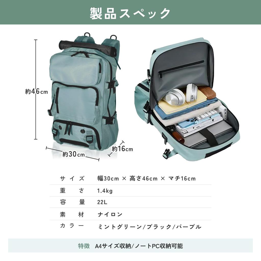 Multifunctional Travel Business Business Black [KURASUUMO] 3-Way Backpack, 22L, Backpack, Backpack, Water-Repellent, Multi-Pocket, Carry-on Size,
