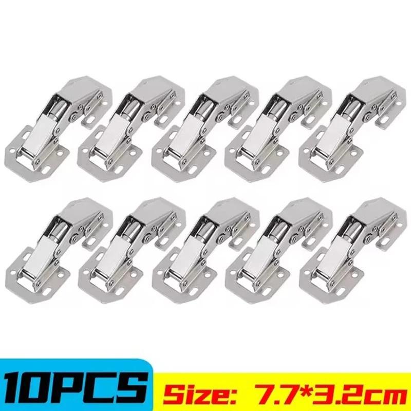 2/10PCS 90 Degree Steel Cabinet Hinges No-Drilling Buffer Hinge Kitchen Cabinet Cupboard Hinges DIY Furniture Hardware Tools