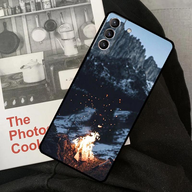 Camping Nature Mountain Phone Case For Samsung Galaxy S24 S22 S23 Ultra S20 S21 S24 FE S9 S10 Plus Note 10 20 Ultra