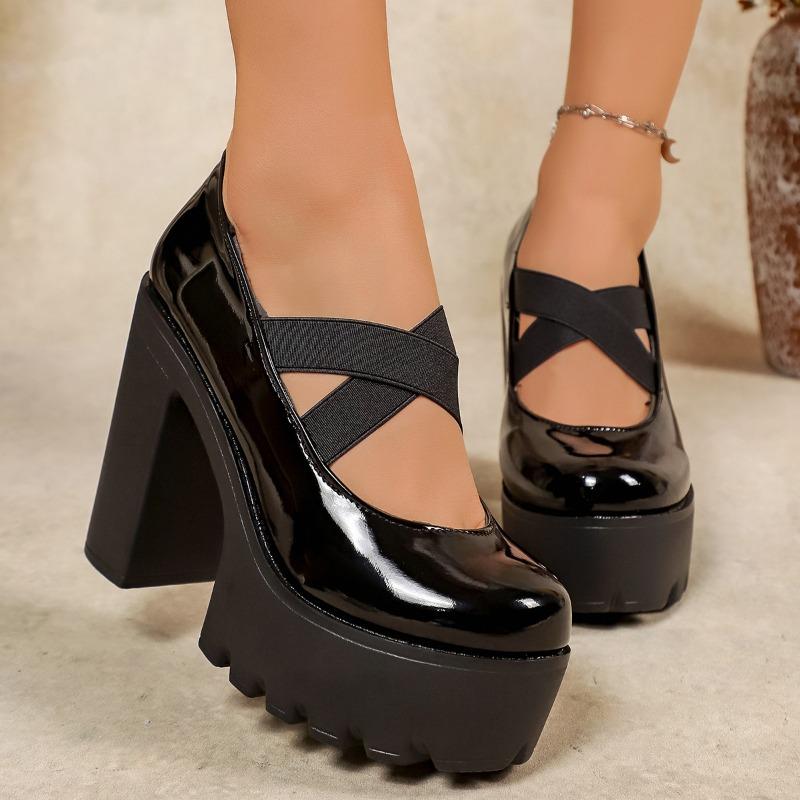 Chaussures Romaines Plateforme à Talon Chunky Tendance Style Coréen Nouveauté Printemps/Automne Grande Taille – Chaussures Plates Décontractées à la Mode pour Femmes