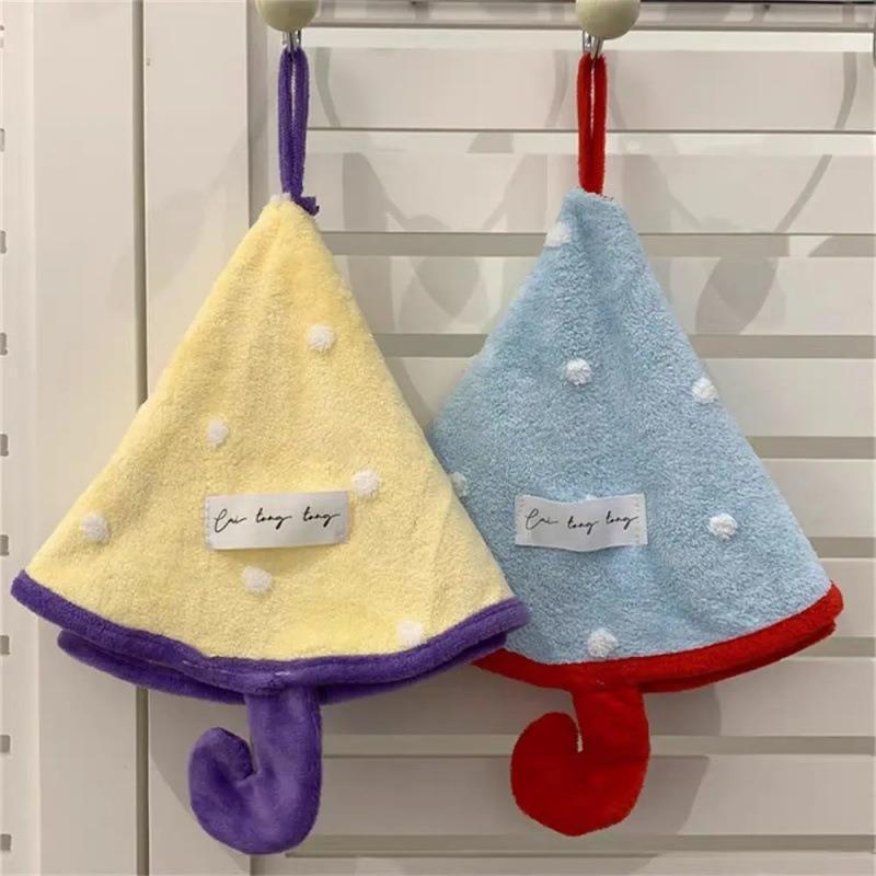 Mini Umbrella-Shaped Hand Towel, Cute Absorbent And Quick-Drying Bathroom Towel, Thickened Coral Fleece Kitchen Handkerchief