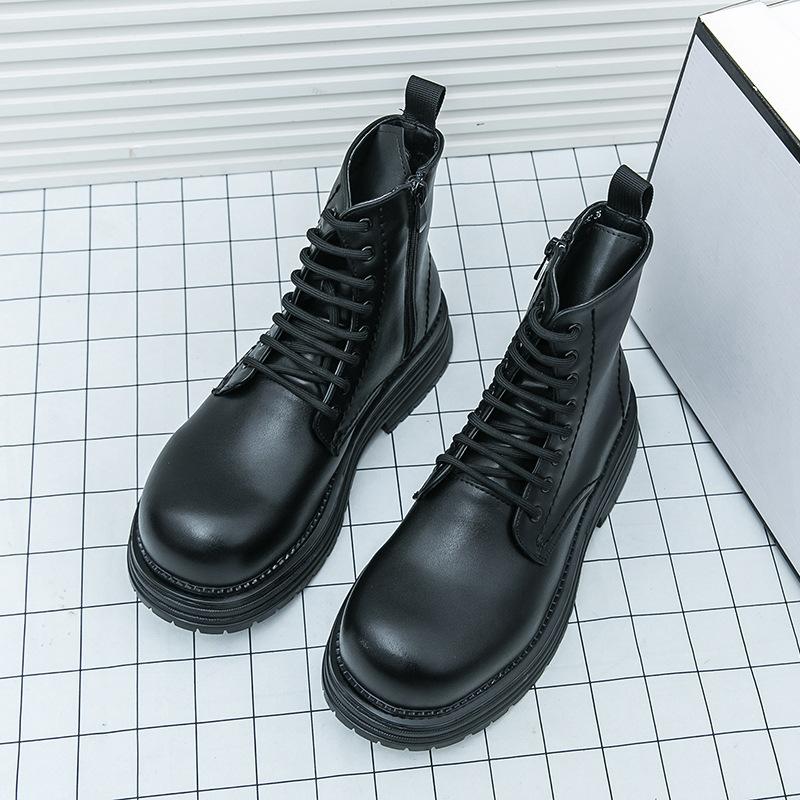 Tooling Shoes High-top Martin Boots Retro Heightening Men s Leather Shoes Locomotive Boots Women s Large Size Black Leather Boots Men 36