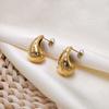 18K Gold Water Drop Stainless Steel Stud Earrings Fashionable Versatile Comma Metal Titanium Steel Earrings Women