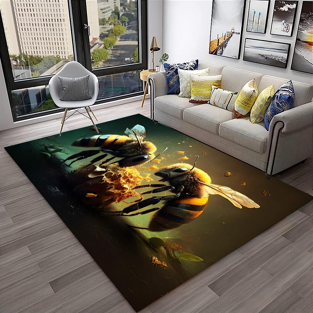 Cute Bee HoneyBee Insect Cartoon 3D Carpet Rug for Home Living Room Bedroom Sofa Doormat Decor,kids Area Rug Non-slip Floor Mat