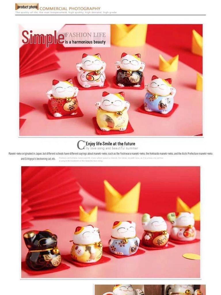 Ceramic Lucky Cat Ornament for Home Decor, Living Room, and TV Cabinet