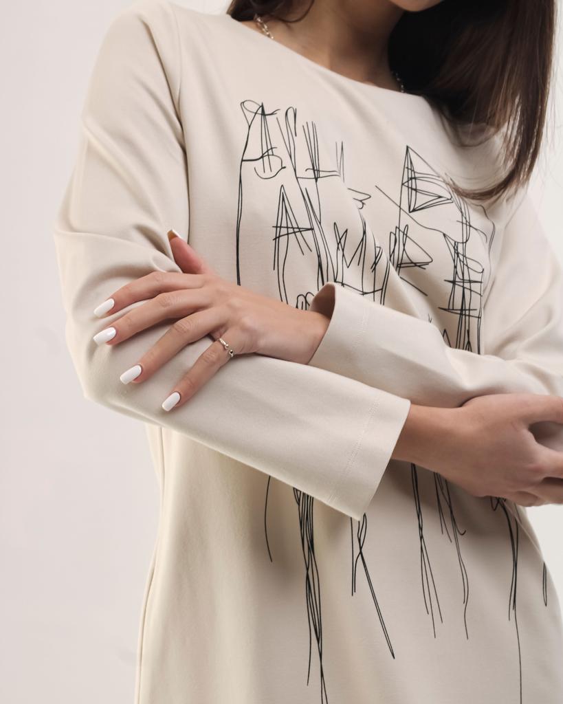 Klänning med långa ärmar Mira Mia 246080 36 milky