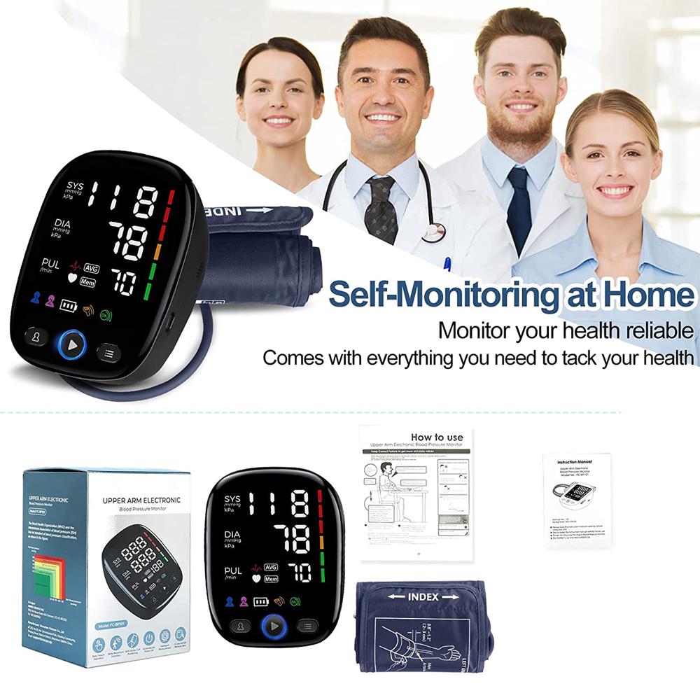 Digital Blood Pressure Monitor Upper Arm Automatic BP Cuff Machine with LED Display for Home Use Health Car