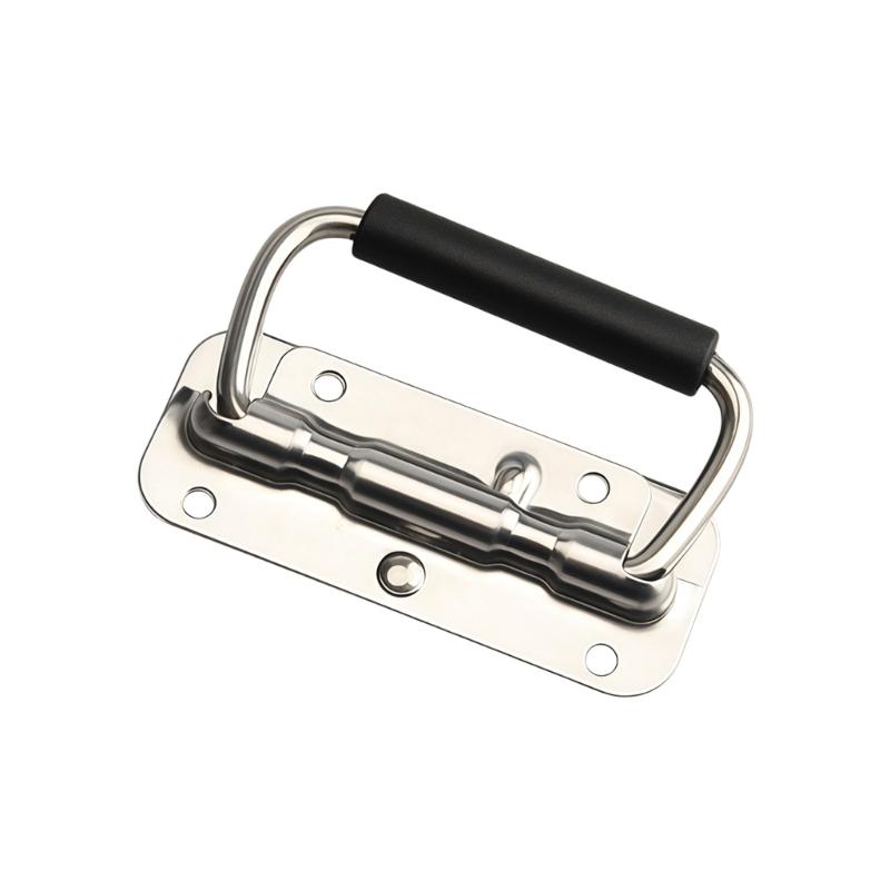 Толстостенная пружинная ручка из нержавеющей стали, подвижная, складная, тяговая фурнитура с эргономичным дизайном, подпружиненная резиновая ручка 100