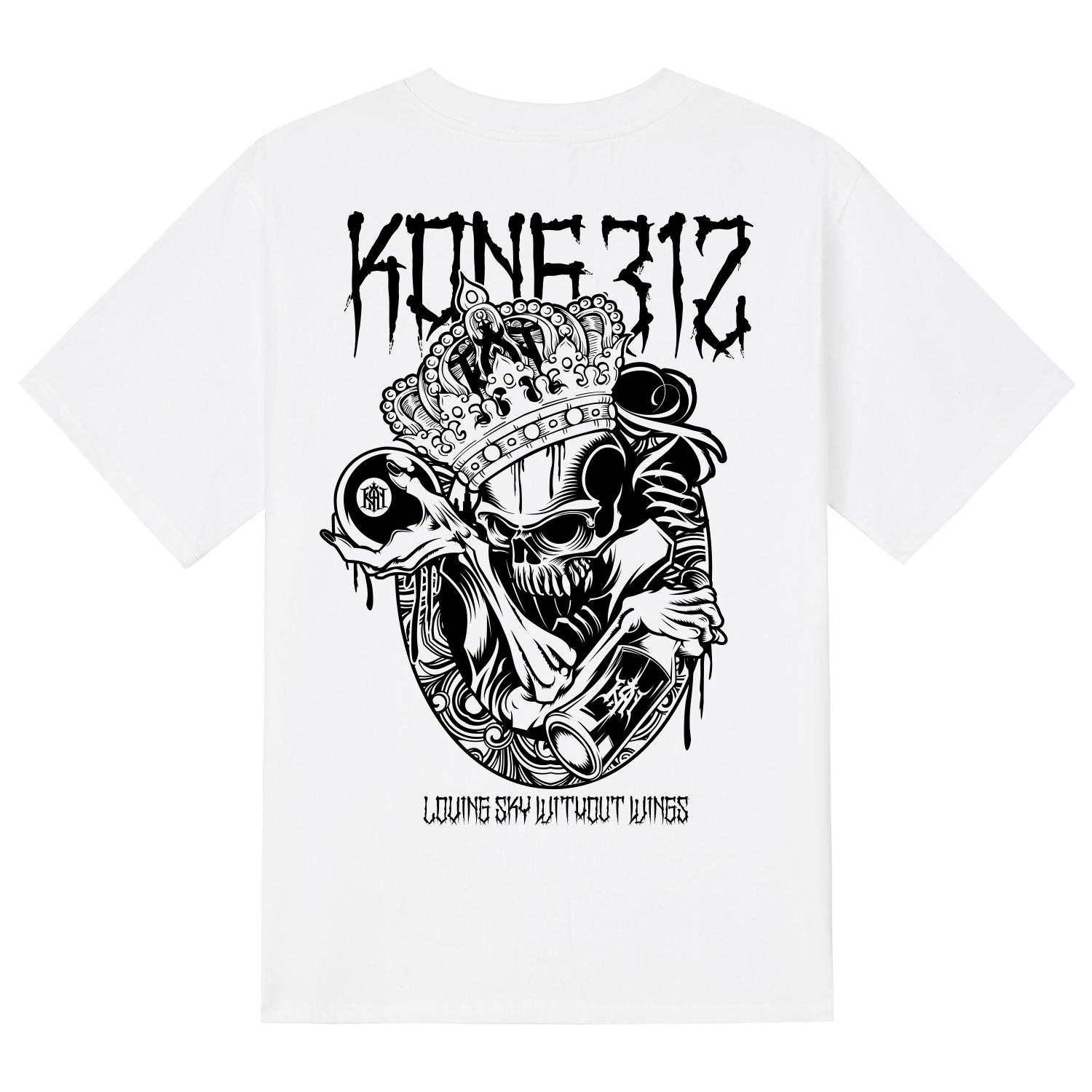Khan 6312 Ktw0097 King Skull Short Sleeve T-Shirt - White White/L