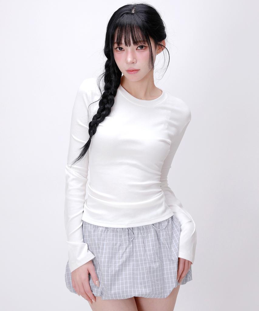 LIKE THE MOST Slim Basic Long Sleeve T-Shirt_White