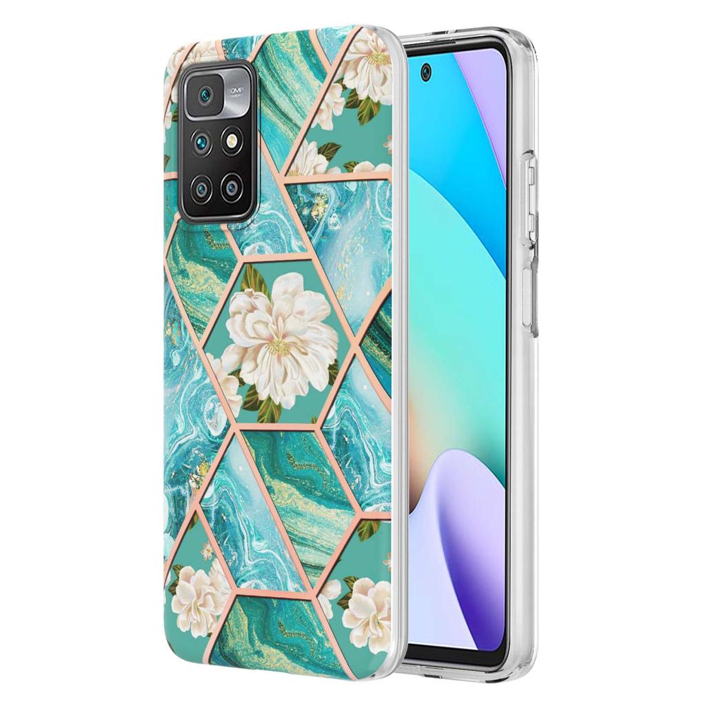 Golden Border Grid Marble Flower IMD Ultrathin Phone Case for Xiaomi Redmi Note 11S,Redmi Note 11 4G,Note 12 Pro 4G,Xiaomi 11T,Redmi 10,Poco X3 NFC...