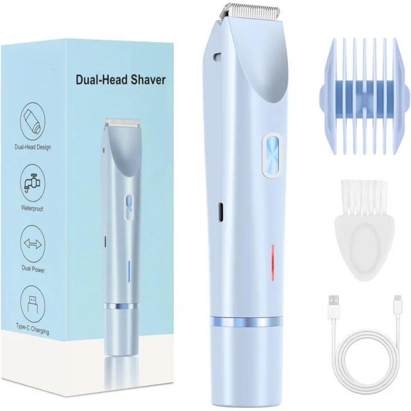 2-in-1 Dual-Head Women s Electric Shaver Painless Wet Dry Use Cordless Dual-Head Design Hair Removal for Smooth Silky Skin