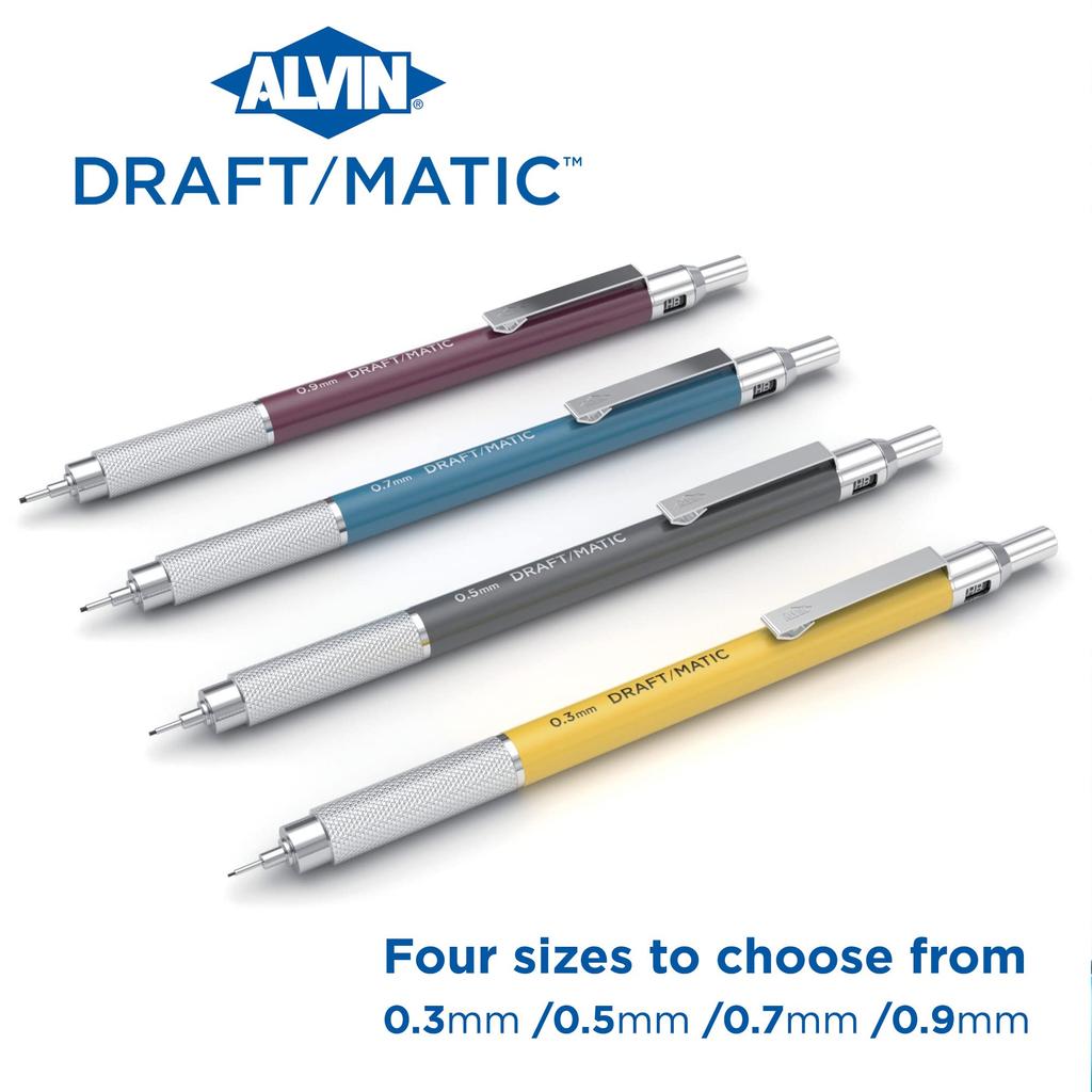 Alvin DM05 mechanical pencil for cushion grip integrated knurling Draft-matic drafting, 0.5mm, mechanism, ferrule, structure, Draft-matic