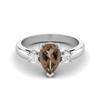 9X6mm Pear Smoky Quartz 925 Sterling Silver Three Stone Women Anniversary Ring