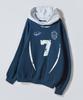 Number Seven Mix Hoodie Deep Blue