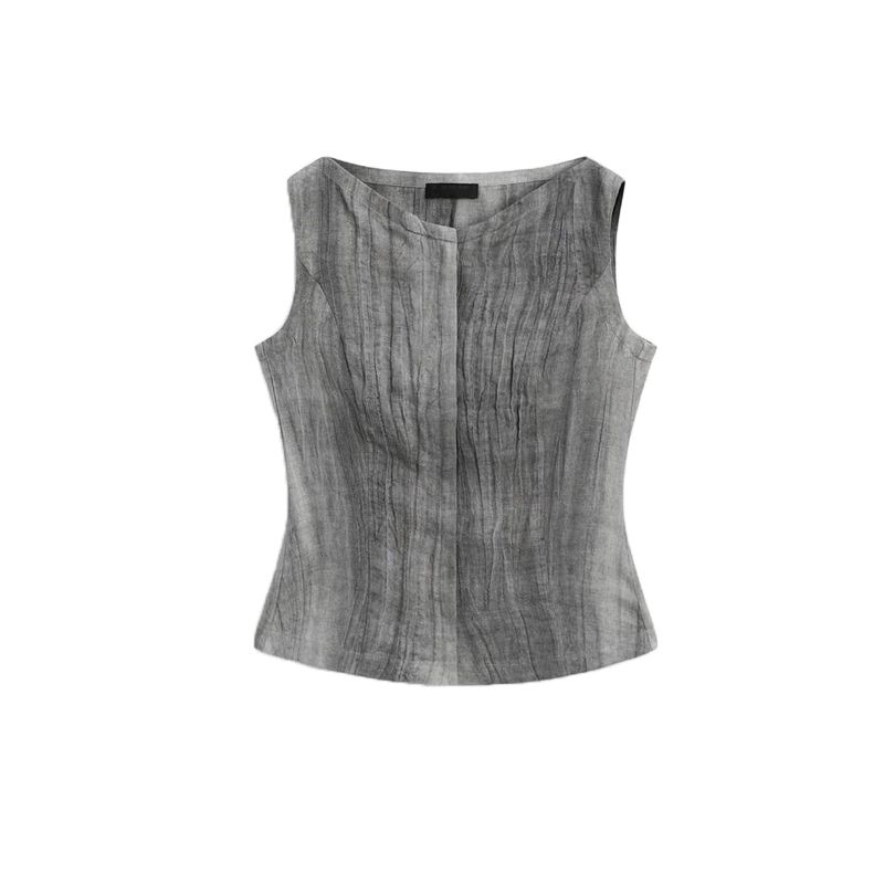 MD Spring/Summer French Style Young Ol Style Linen Blend Suit Vest 6024657 Wide Leg Pants 5021659