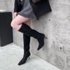 2025 autumn and winter new fashionable retro simple square head high-heeled boots simple wind fine high-heeled long boots but knee boots
