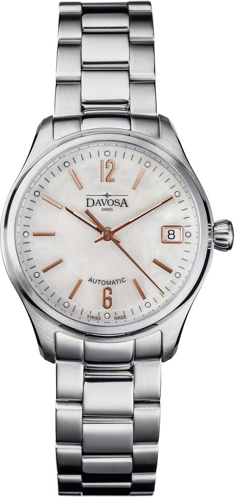 Davosa Newton Lady Auto Mechanical Automatic Watch with Date Swiss Silver Display, Made, 166.192.15, Women's,