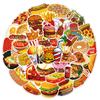 10/30/50pcs Delicious Food Cartoon Stickers Hamburgers Pizza Cake Graffiti Decals Fridge Luggage Phone Diary Waterproof Sticker